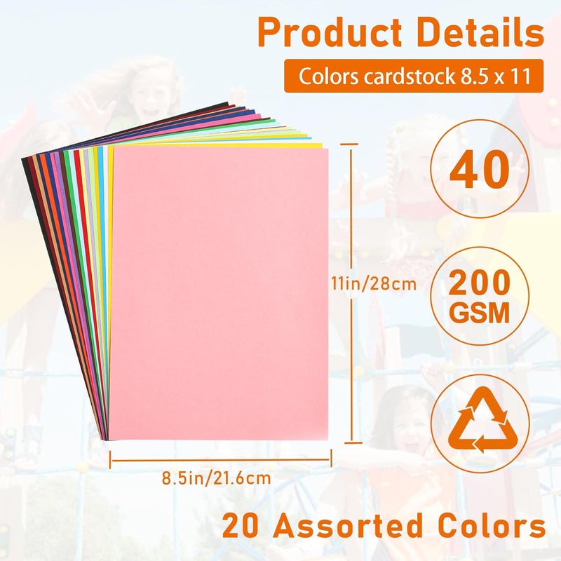 Guakicae 40 Sheets Colored Cardstock 8.5 x 11 Craft Paper, 20 Assorted Colors 75lb Thick Construction Paper Card Stock for DIY Making Cards, Wedding Invitations, School, Memus, Birthday Decorations - Image 2